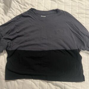 PINK Victoria's Secret Two-Tone Black and Charcoal Crewneck Shirt